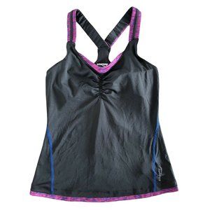 Saucony Women's Ruched LX Running Tank Black Berry Racerback Built‎ In Bra S $48